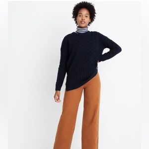 Madewell cableknit patchwork tunic sweater
